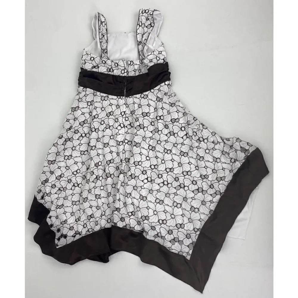 2004 My Michelle Girls Handkerchief Hemline Dress Brown - Girls Size 10